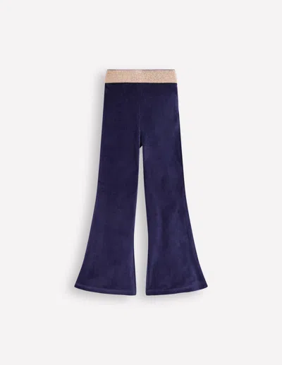 Boden Kids' Velvet Flared Leggings College Navy  In Multi