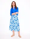 Boden Verity Linen Midi Skirt Cerulean Blue, Blossomy