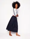 Boden Verity Linen Midi Skirtnavy Women  In Navy