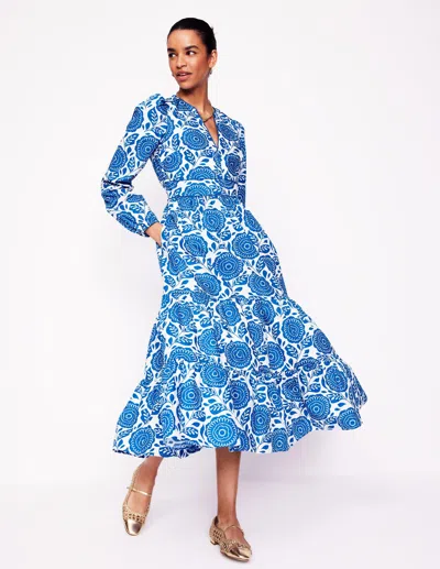 Boden Violet Cotton Midi Dressgallery Blue, Dahlia Stamp Women  In Gallery Blue/ Dahlia Stamp