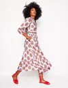 Boden Violet Floral Print Long Sleeve Midi Dress In Ivory/ Wildflower Stamp