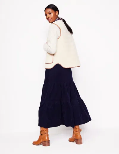 Boden Viv Cord Tiered Maxi Skirtnavy Women  In Navy