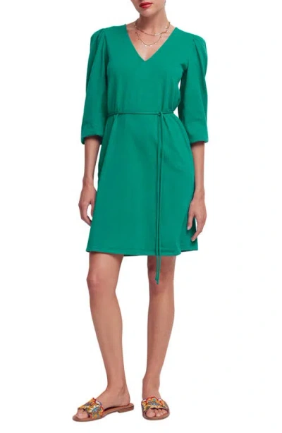 Boden V-neck Short Sleeve Cotton Dress In Green