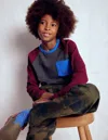 Boden Waffle Mix Raglan Charcoal Marl/ Rumba Red  In Multi