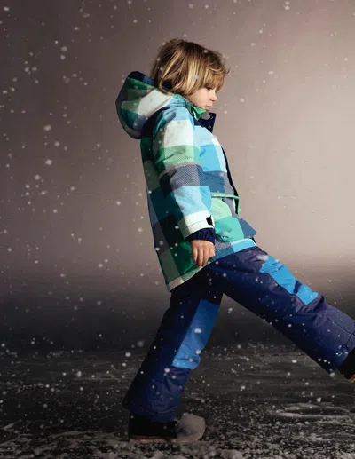 Boden Kids' Wasserdichter Allwettermantel-grün Kariert In Multi