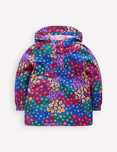 Boden Kids' Wasserdichte, Verstaubare Jacke-leuchtendes Blau Bunt Leopard In Multi