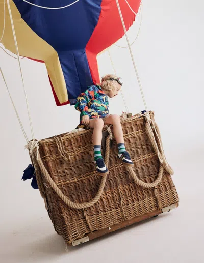 Boden Kids' Wasserdichte Jacke Zum Überziehen-schuluniform-marineblau Bunte Dinos In Multi