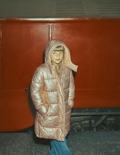 Boden Kids' Wattierte Jacke In Langer Form In Antikes Messing | Grösse 98 In Neutral