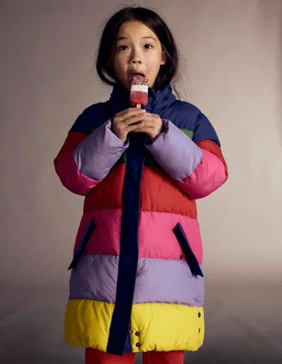 Boden Kids' Wattierte Jacke In Langer Form-regenbogen Blockfarben In Multi