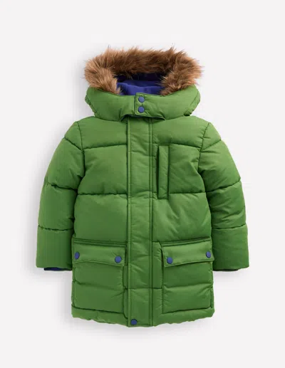 Boden Kids' Wattierter Mantel Mit Fleecefutter-grün In Green