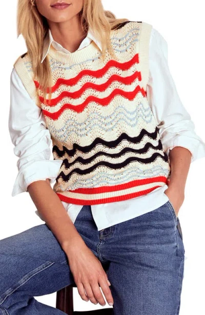 Boden Wave Cotton Sweater Vest In Neutral