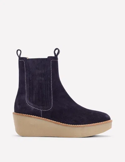 Boden Wedge Ankle Boots Navy  In Blue