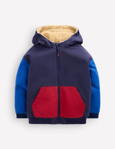 Boden Kids' Wendbare Teddyfell-bomberjacke In Blau | Grösse 98 In Multi