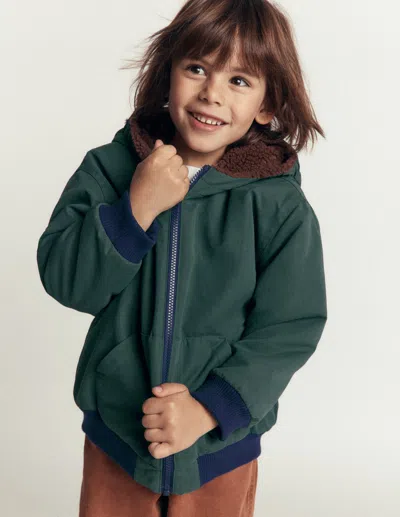 Boden Kids' Wendbare Teddyfell-bomberjacke In Grün | Grösse 98