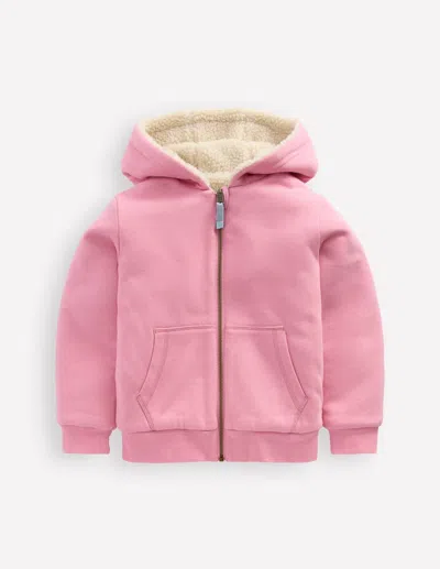 Boden Kids' Wendbarer Teddy-kapuzenpullover-vintage-mauve/eisvogelblau In Pink