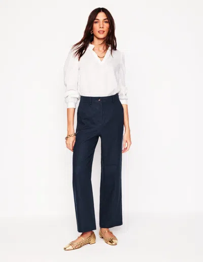 BODEN WESTBOURNE CROP LINEN PANTS NAVY WOMEN BODEN