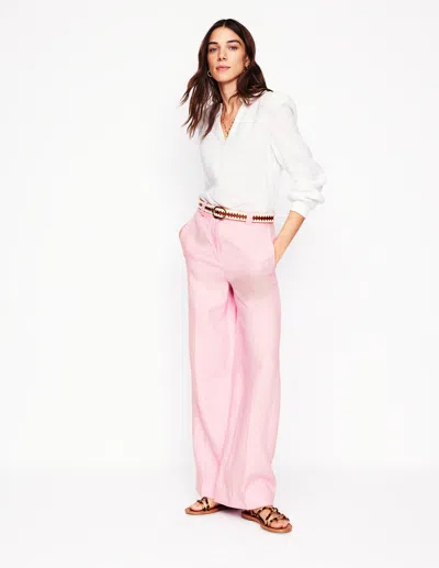 Boden Westbourne Linen Pantsmeadowsweet Pink Chambray Women  In Meadowsweet Pink Chambray