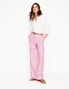 Boden Westbourne Linen Trousers Vintage Mauve Chambray Women  In Meadowsweet Pink Chambray