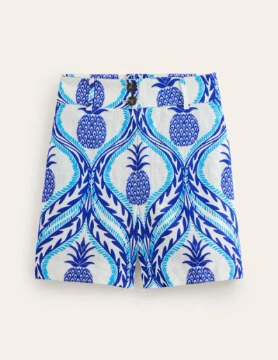 Boden Westbourne Linen Shorts Surf The Web, Pineapple Wave Women