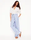 Boden Westbourne Linen Trousers-bright Blue Stripe Female  In Blue
