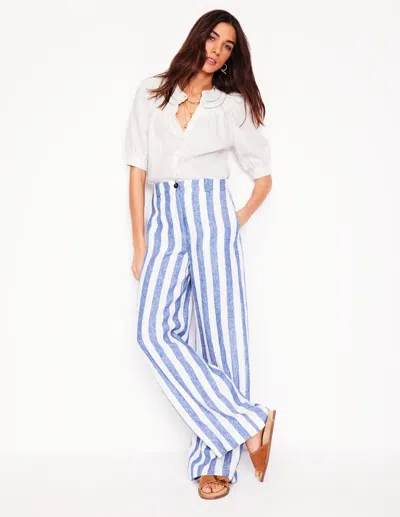 Boden Westbourne Linen Trousers-bright Blue Stripe Female