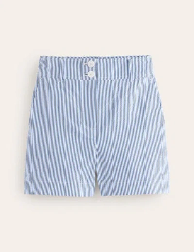 Boden Westbourne Textured Shorts Blue Ivory Stripe Women