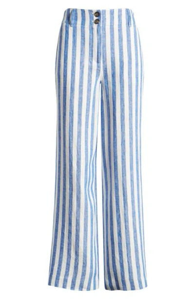 Boden Westbourne Wide Leg Linen Trousers In Stripe