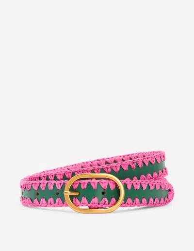 Boden Whipstitch Classic Belt Green/sorbet Pink Women