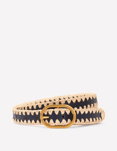 Boden Whipstitch Classic Belt Navy/ivory Women