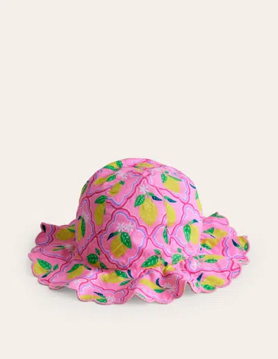 Boden Kids' Wide Brimmed Hat Pink Lemon Grove