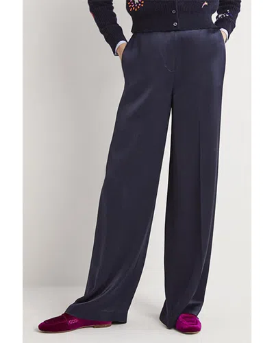 Boden Wide Leg Satin Trouser In Blue