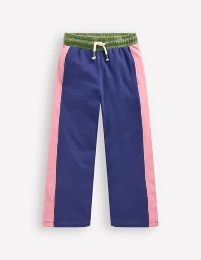 Boden Kids' Wide Leg Sweatpants Starboard Blue Colourblock