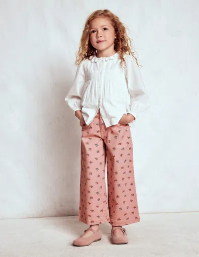 Boden Kids' Wide Leg Trouser-vintage Pink Ditsy Female  In Burgundy