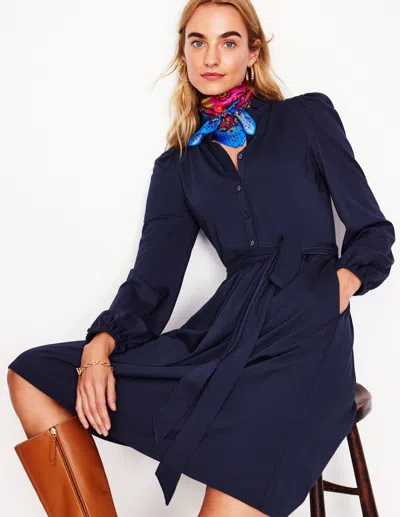 Boden Willow Frill Short Shirt Dress-navy Female  In Blue