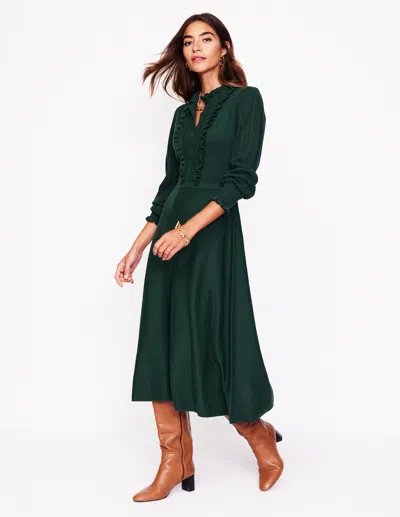 Boden Winifred Frilled Knitted Dressglade Women  In Glade