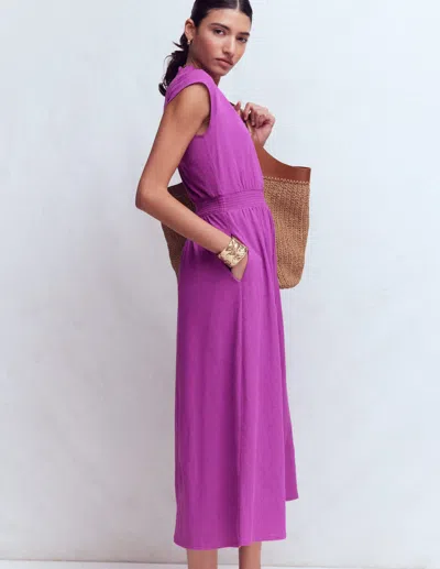 Boden Women's Alba Smocked Jersey Midi Dress In Purple | Size 20/22
