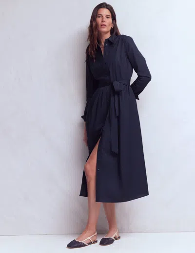 Boden Women's Alexa Cotton Midi Shirt Dress In Blue | Size 12
