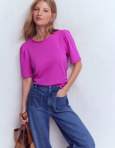 Boden Women's Ali Scallop T-shirt In Purple | Size 20/22 In Pink