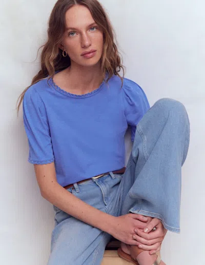 Boden Women's Ali Trim T-shirt In Blue | Size 20