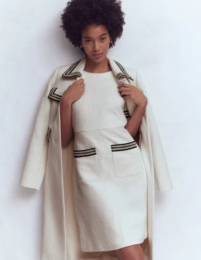 Boden Women's A-line Trim Short Dress In White | Size 20/22 In Neutral