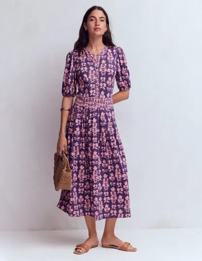 Boden Women's Amber Pleat Jersey Midi Dress In Purple | Size 22