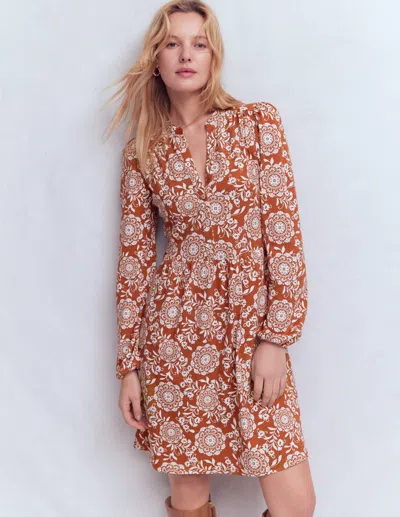 Boden Women's Amy Short Jersey Dress In Red | Size 14 In Brown