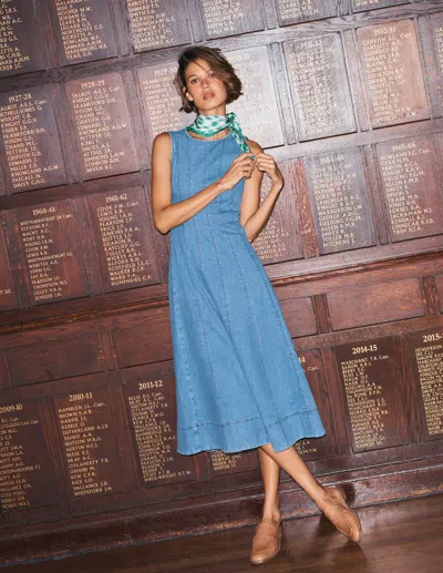 Boden Women's Annet Denim Midi Dress In Blue | Size 20