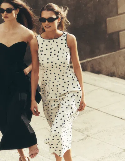 Boden Women's Annet Linen Blend Midi Dress In White | Size 20