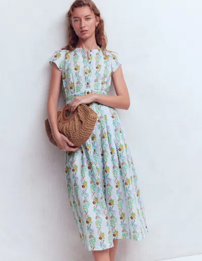 Boden Women's Arabella Linen Blend Dress In Blue | Size 14