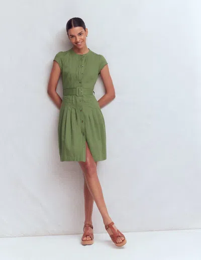 Boden Women's Arabella Short Linen Dress In Green | Size 20 In Multi