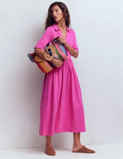 Boden Women's Aria Collared Jersey Dress In Purple | Size 14 In Pink