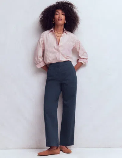 Boden Women's Barrel Leg Chino Trousers In Blue | Size 20/22