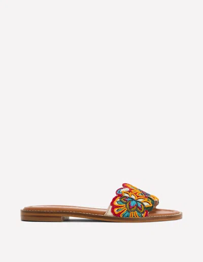 Boden Women's Beaded Flower Flat Sandal | Size 41 In Animal Print