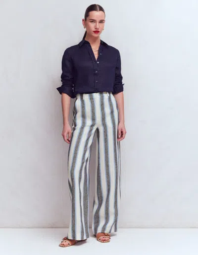 Boden Women's Belgravia Linen Trousers In Blue | Size 22 In Multi
